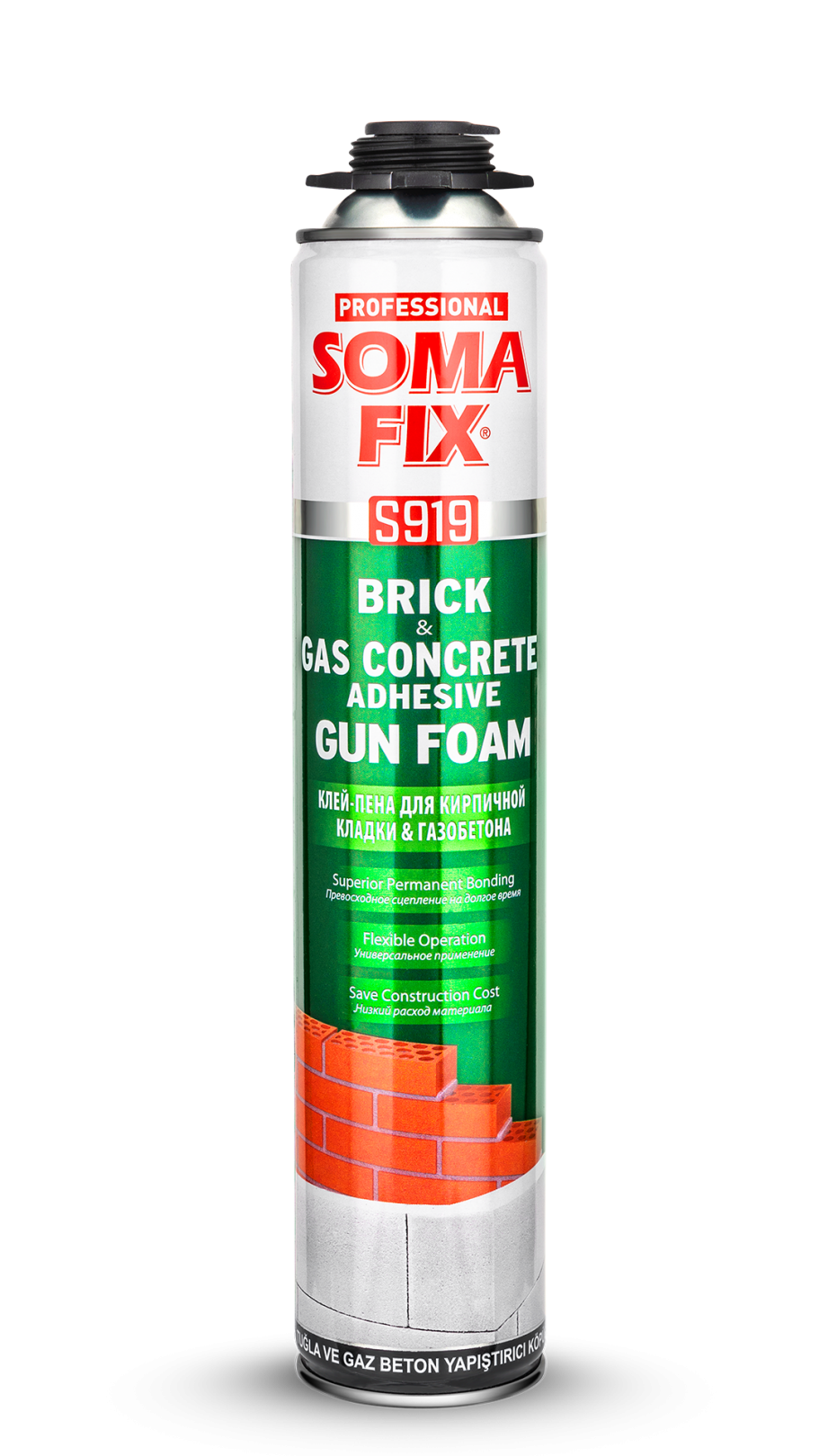 SOMAFİX TUĞLA & GAZ BETON TABANCALI YAPIŞTIRICI KÖPÜK S919